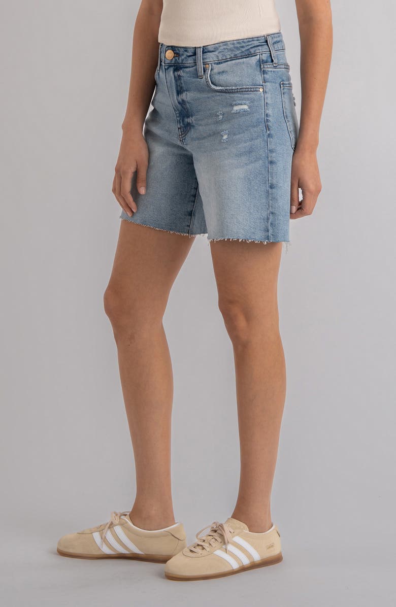 KUT from the Kloth Hailey Raw Hem High Waist Denim Bermuda Shorts, Alternate, color, Focus