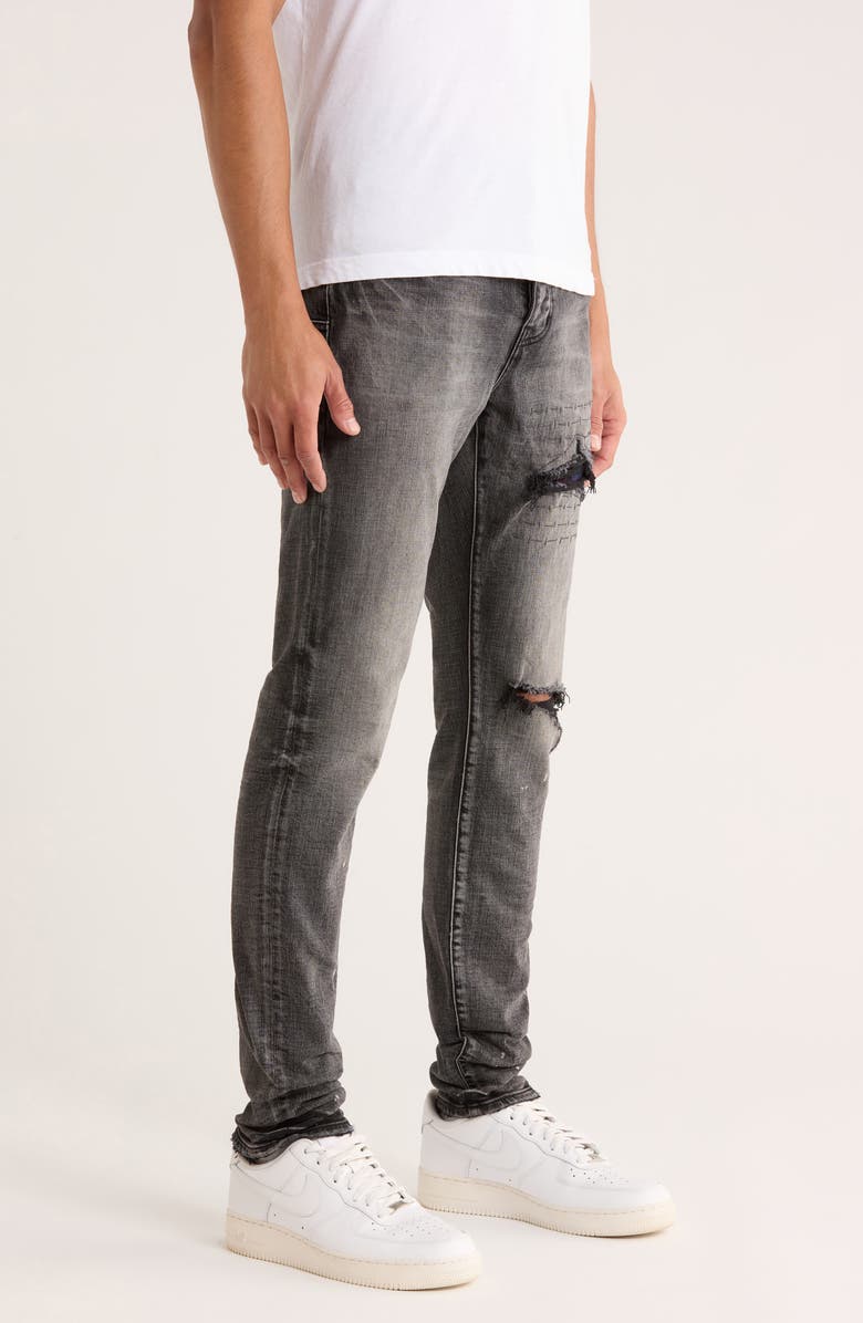 PURPLE BRAND Ripped Distressed Skinny Jeans, Alternate, color, Black