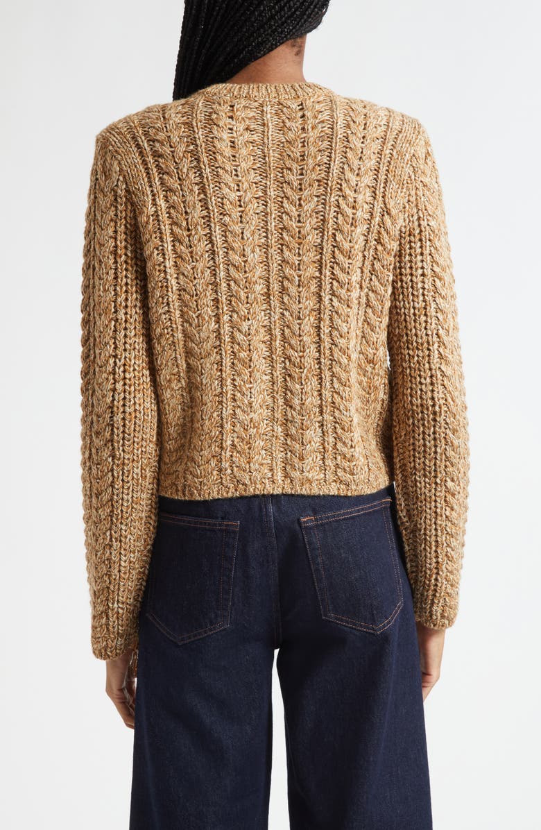 Cinq à Sept Mélange Bead Fringe Accent Cable Crewneck Sweater, Alternate, color, Oatmeal Multi