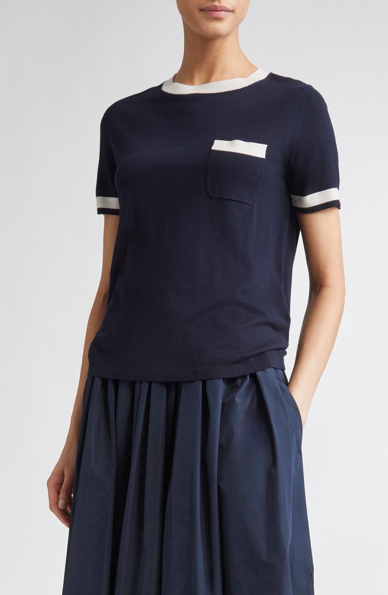 Max Mara Egidio Pocket Tipped Virgin Wool Sweater, Main, color, Ultramarine