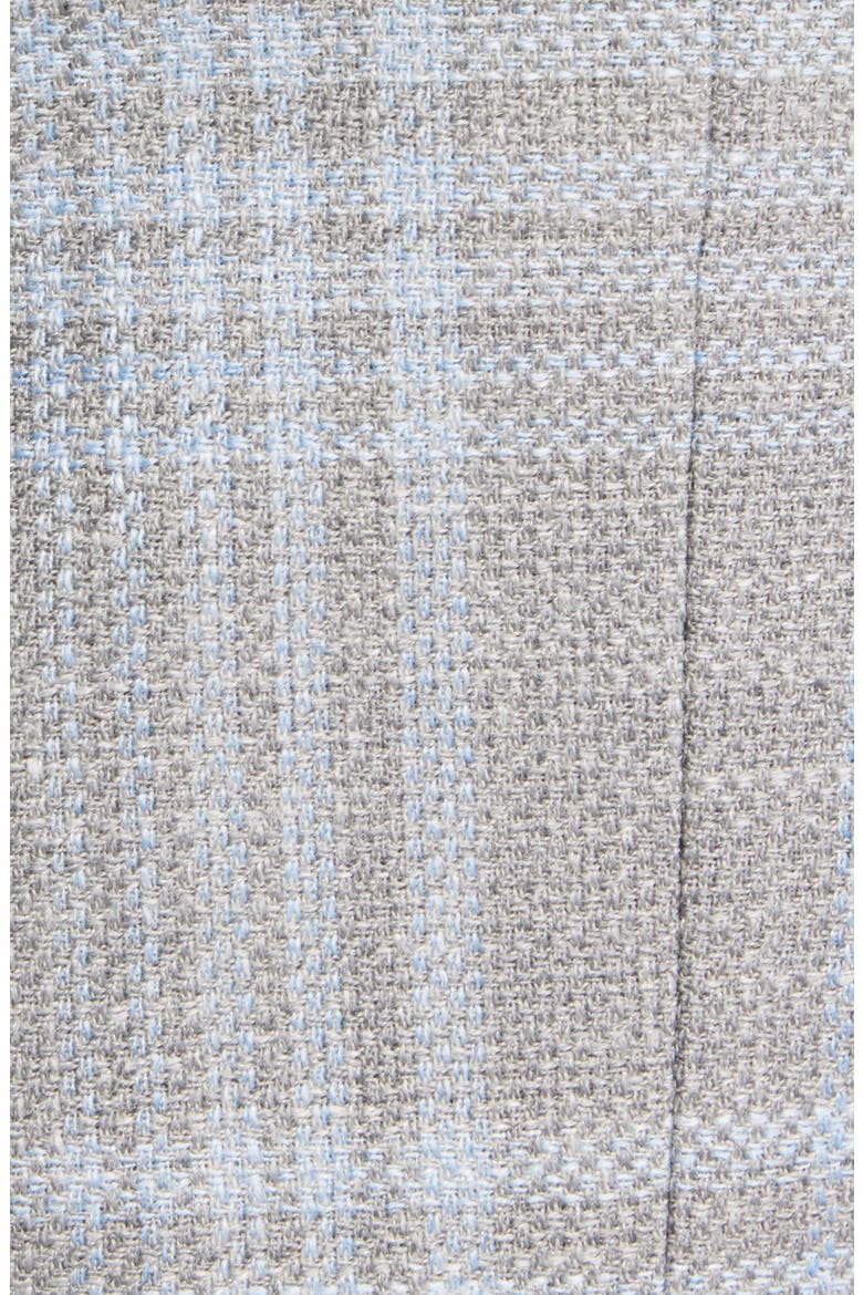 250th Capsule Myles Unconstructed Light Grey Plaid Slub Wool & Silk Blend Sport Coat, Alternate, color, GREY