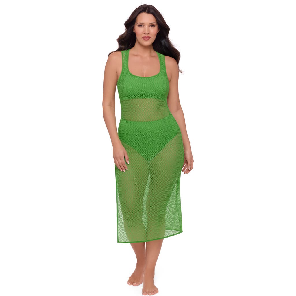 S3 Front Slit Crochet Coverup Dress In Green