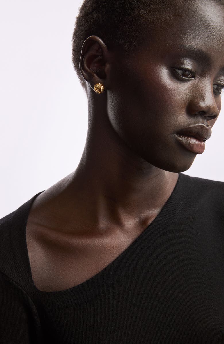 Susan Caplan 1980s Vintage Love Knot Ribbed Earrings, Alternate, color, Love Knot