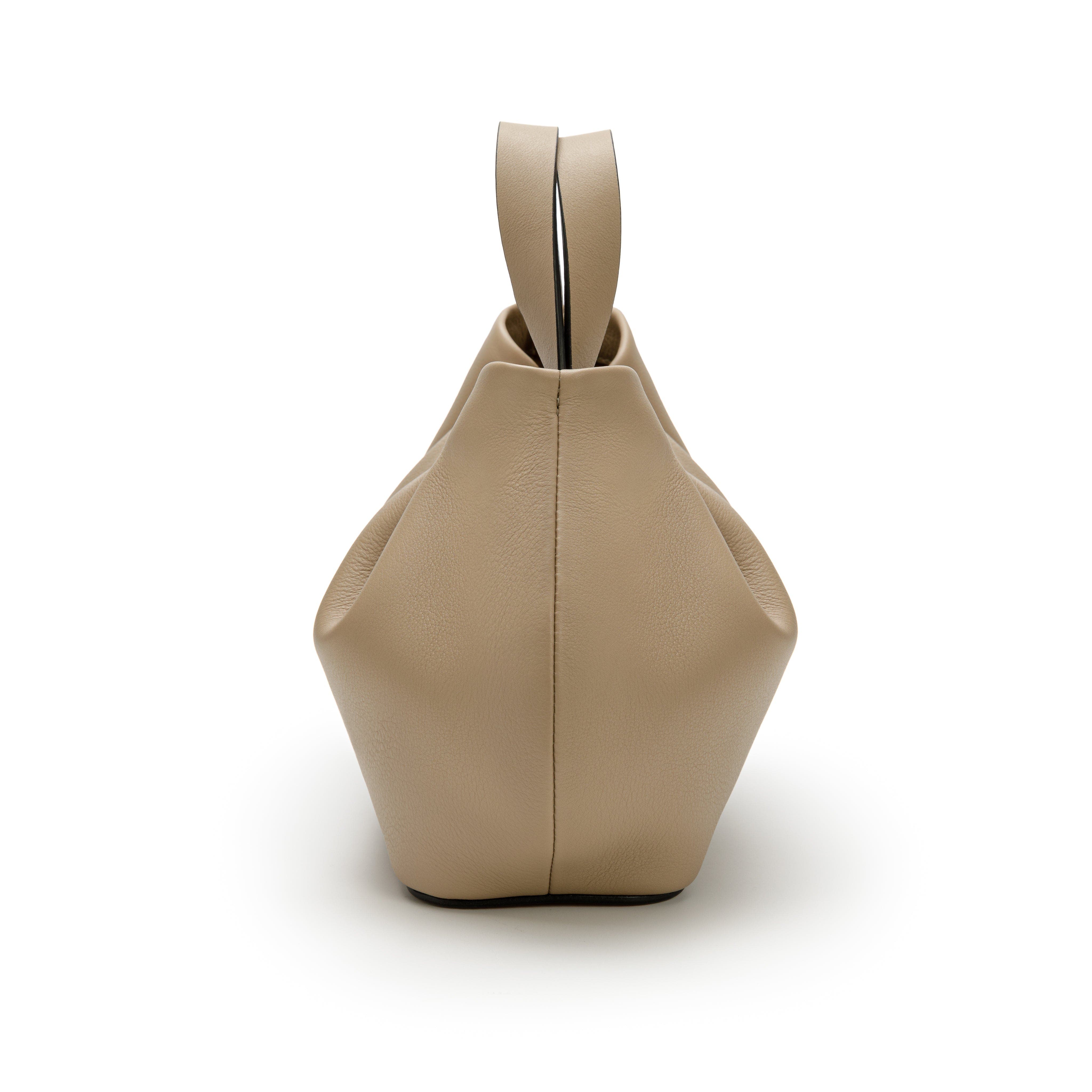 Isabela Shoulder Bag Sculpted From Full Grain Leather, Alternate, color, Taupe