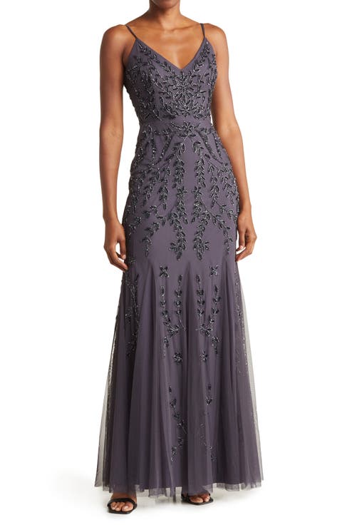 Beaded V-Neck Gown