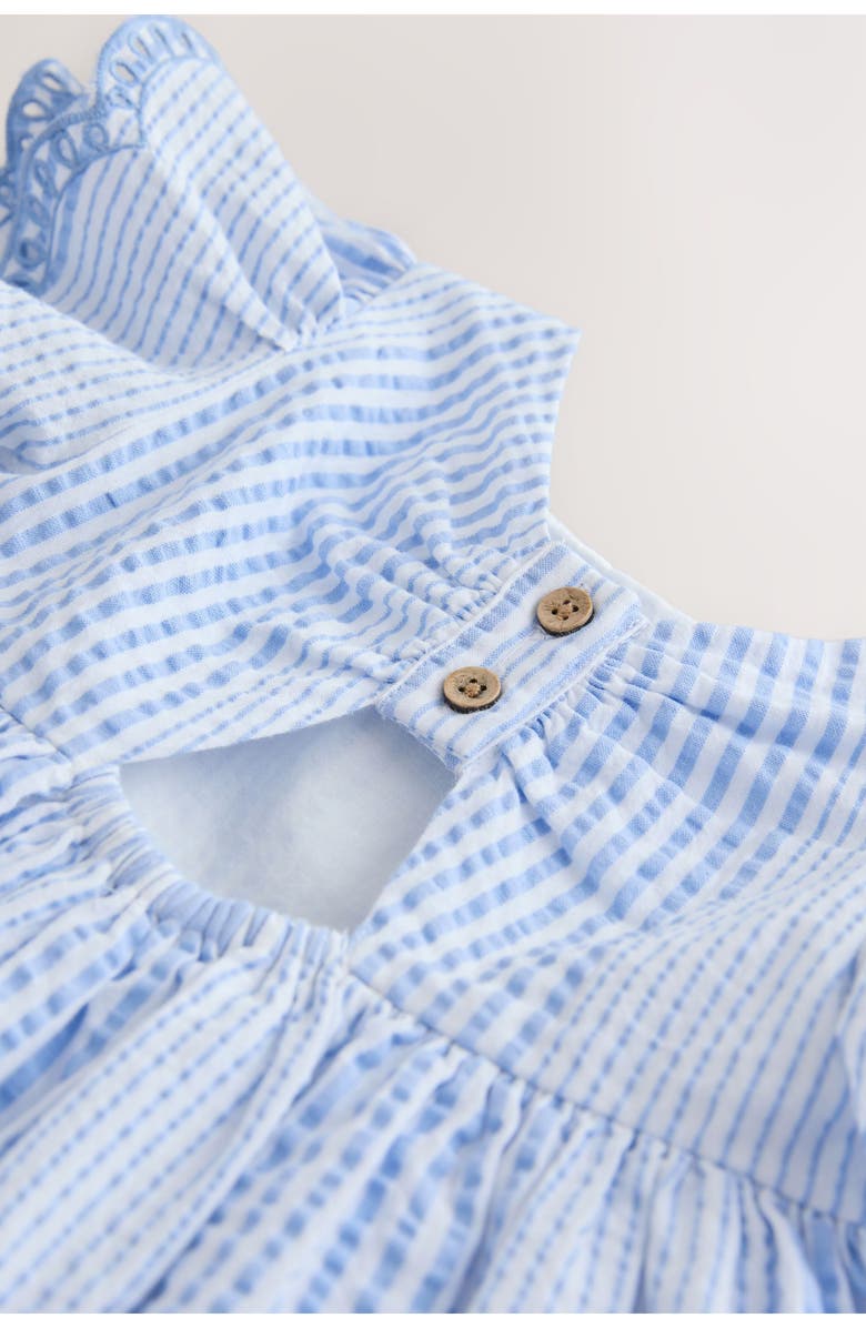 NEXT Kids' Stripe Broderie Flutter Sleeve Dress, Alternate, color, Blue