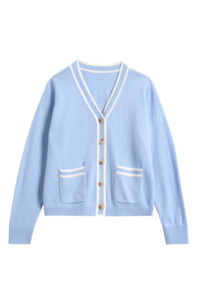 Reiss Kids' Eloise Pocket Wool & Cashmere Blend Cardigan, Main, color, Pale Blue