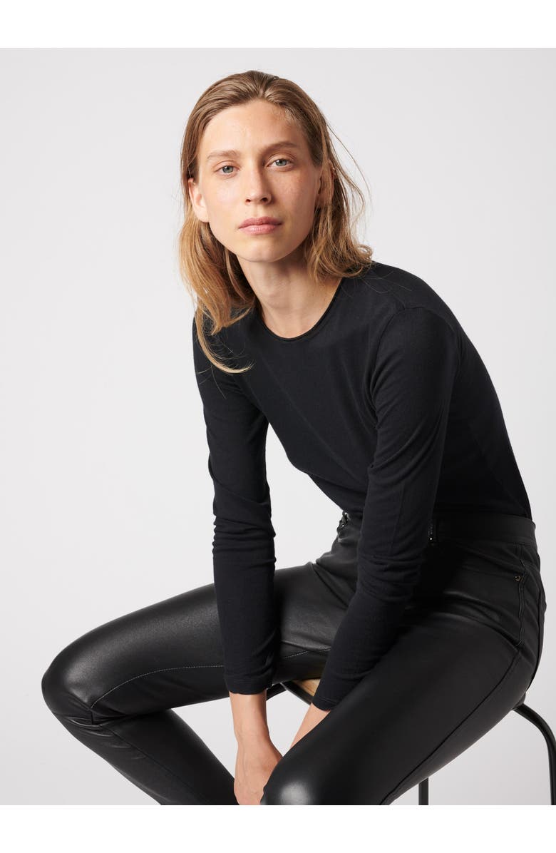 Majestic Filatures Cotton Cashmere Long Sleeve Crewneck T-Shirt, Main, color, Noir