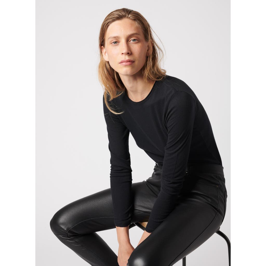 Majestic Filatures Cotton Cashmere Long Sleeve Crewneck T-Shirt in Noir  product