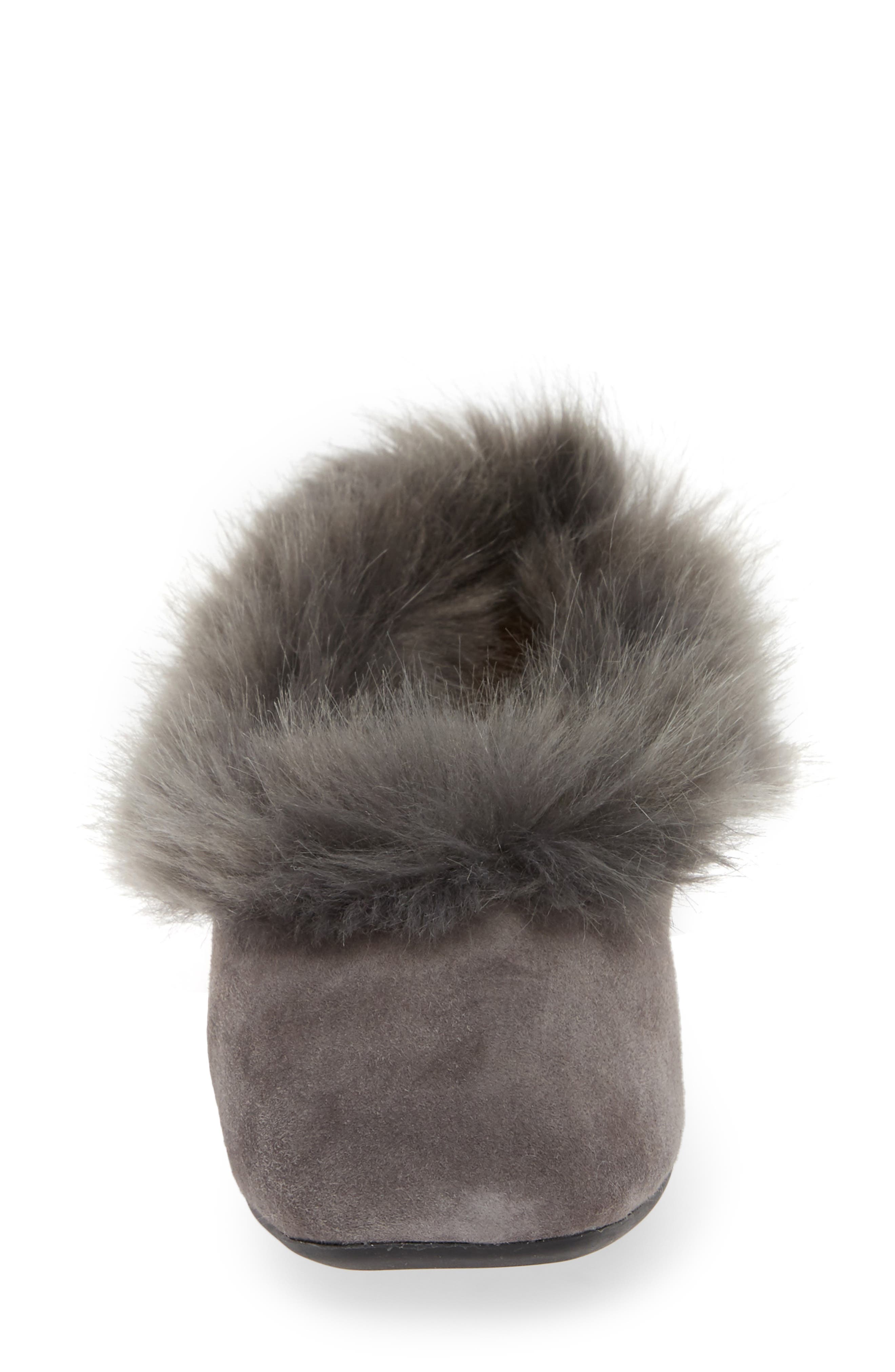 Ryanne Water Resistant Faux Fur Flat, Alternate, color, CHARCOAL GREY SUEDE