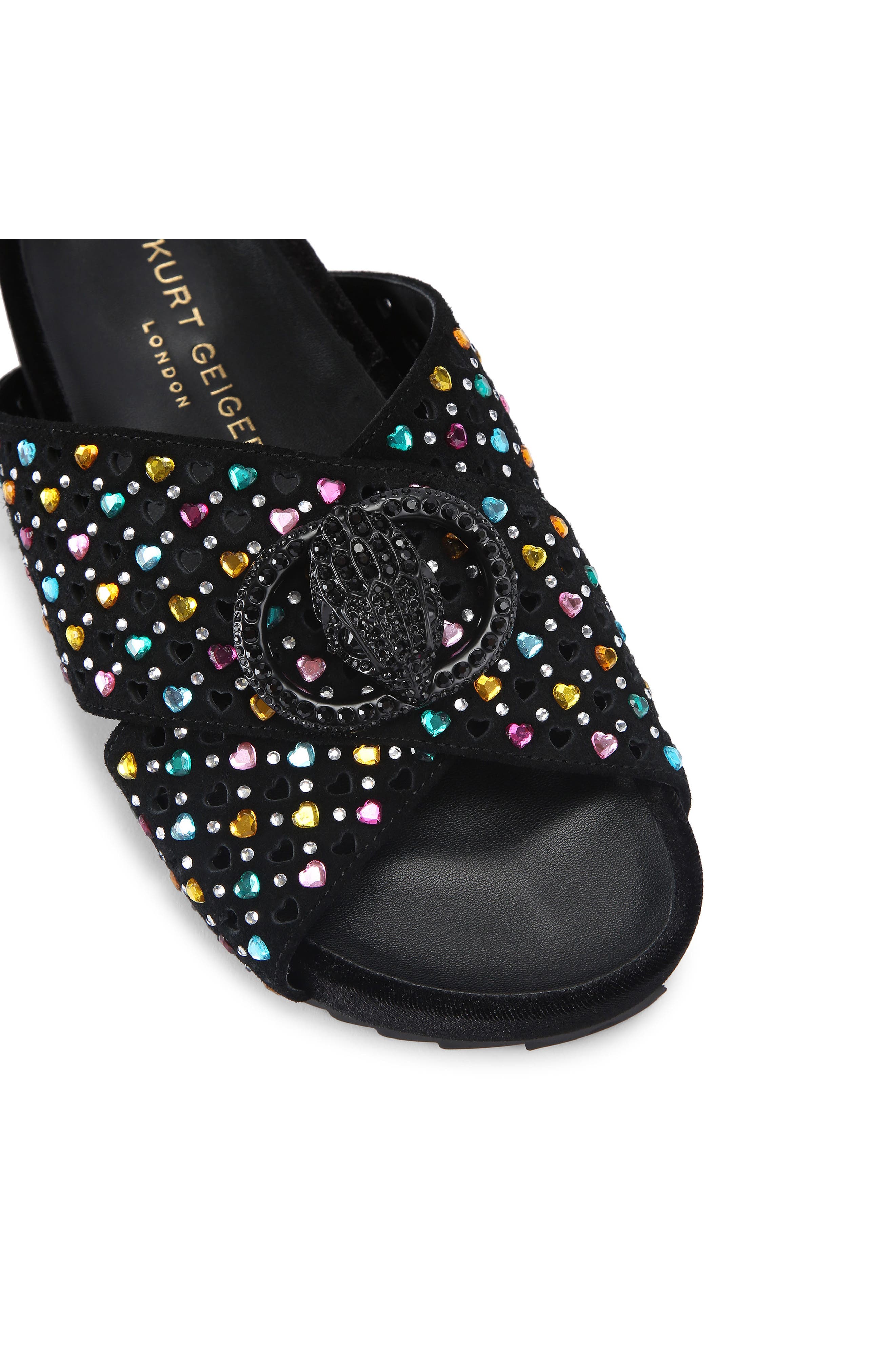 Kurt Geiger London Cross Strap Slide Sandal, Alternate, color, Charcoal