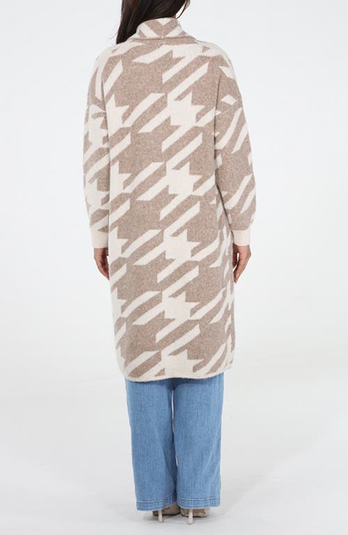 Rain And Rose Print Cardigan In Brown