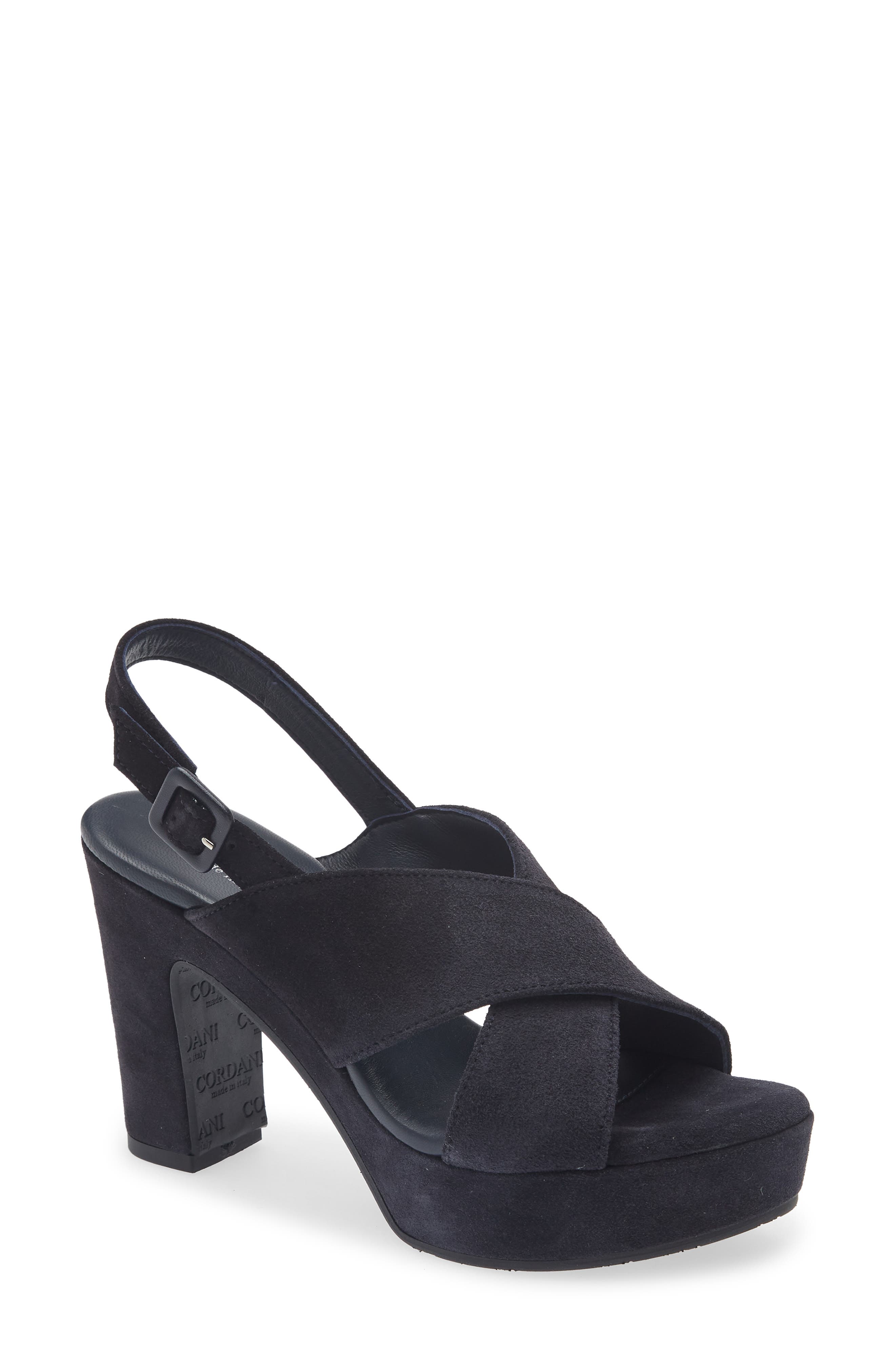 Cordani Teresa Slingback Platform Sandal, Main, color, Navy Suede