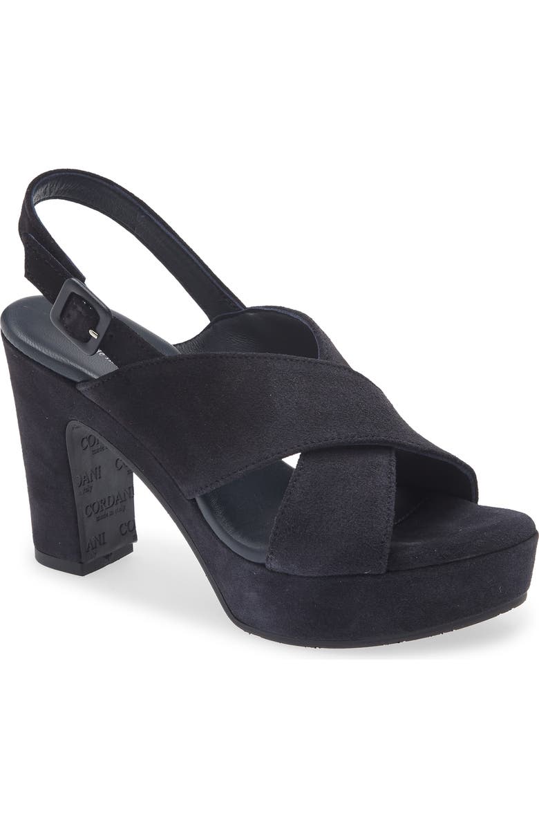 Cordani Teresa Slingback Platform Sandal, Main, color, Navy Suede