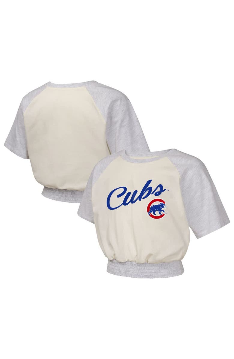 Outerstuff Girls Youth  Cream Chicago Cubs Curve Ball Fashion Raglan T-Shirt, Main, color, 