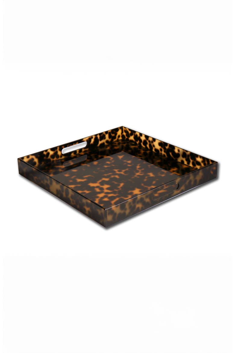 VIDA Acrylic Tortoise Large Square Tray With Handles, Main, color, Tortoise