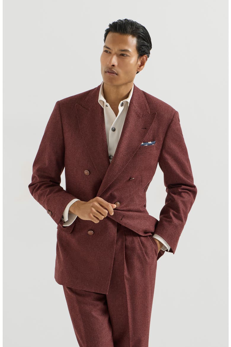 Virgin wool and cashmere flannel Cavallo Tailor blazer, Main, color, Burned