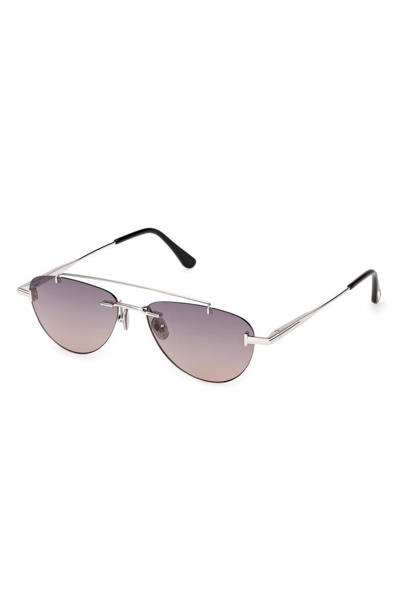 TOM FORD Astor 55mm Gradient Pilot Sunglasses, Alternate, color, Palladium / Smoke To Sand Lens