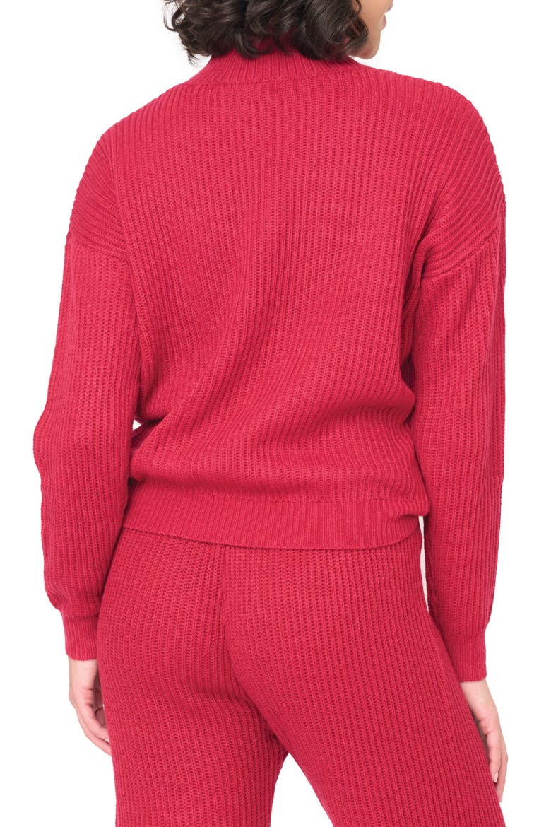 Gigi Rib Mock Neck Sweater, Alternate, color, RED