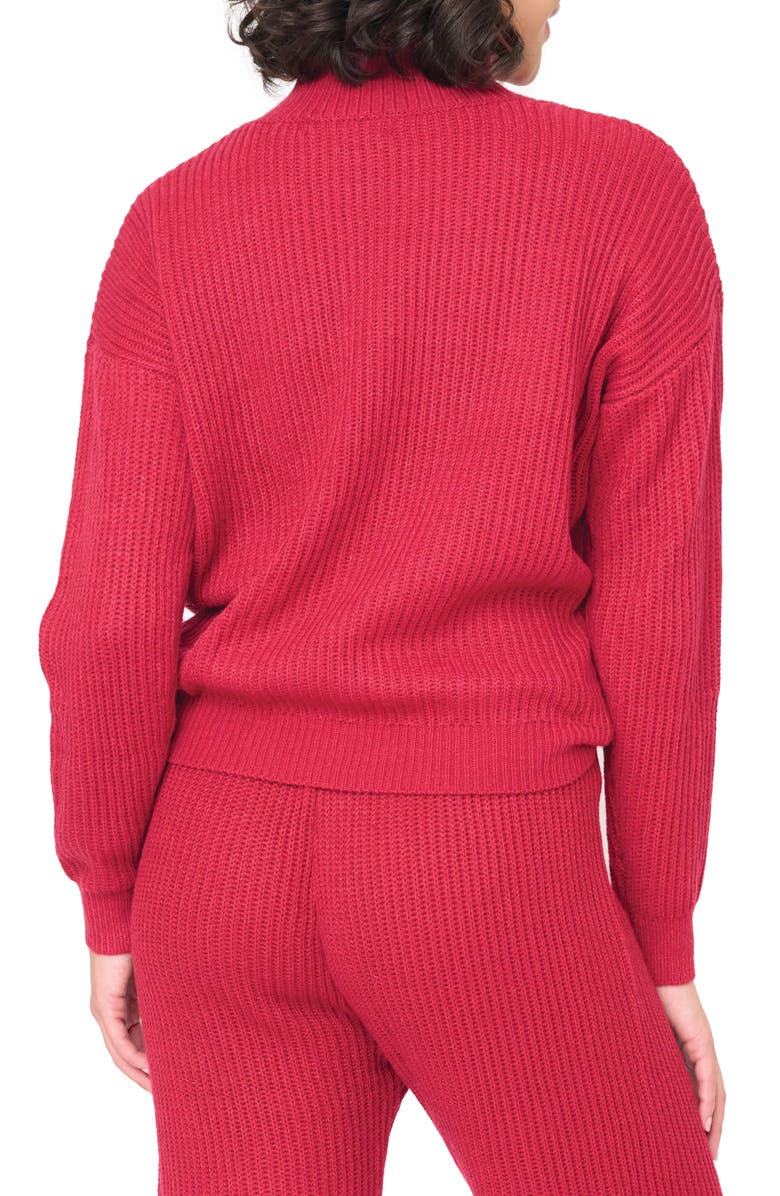 GIBSONLOOK Gigi Rib Mock Neck Sweater, Alternate, color, Red