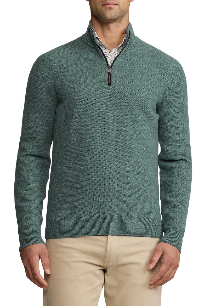 Cashmere Bird's Eye Quarter Zip Pullover, Main, color, BLUE MULTI