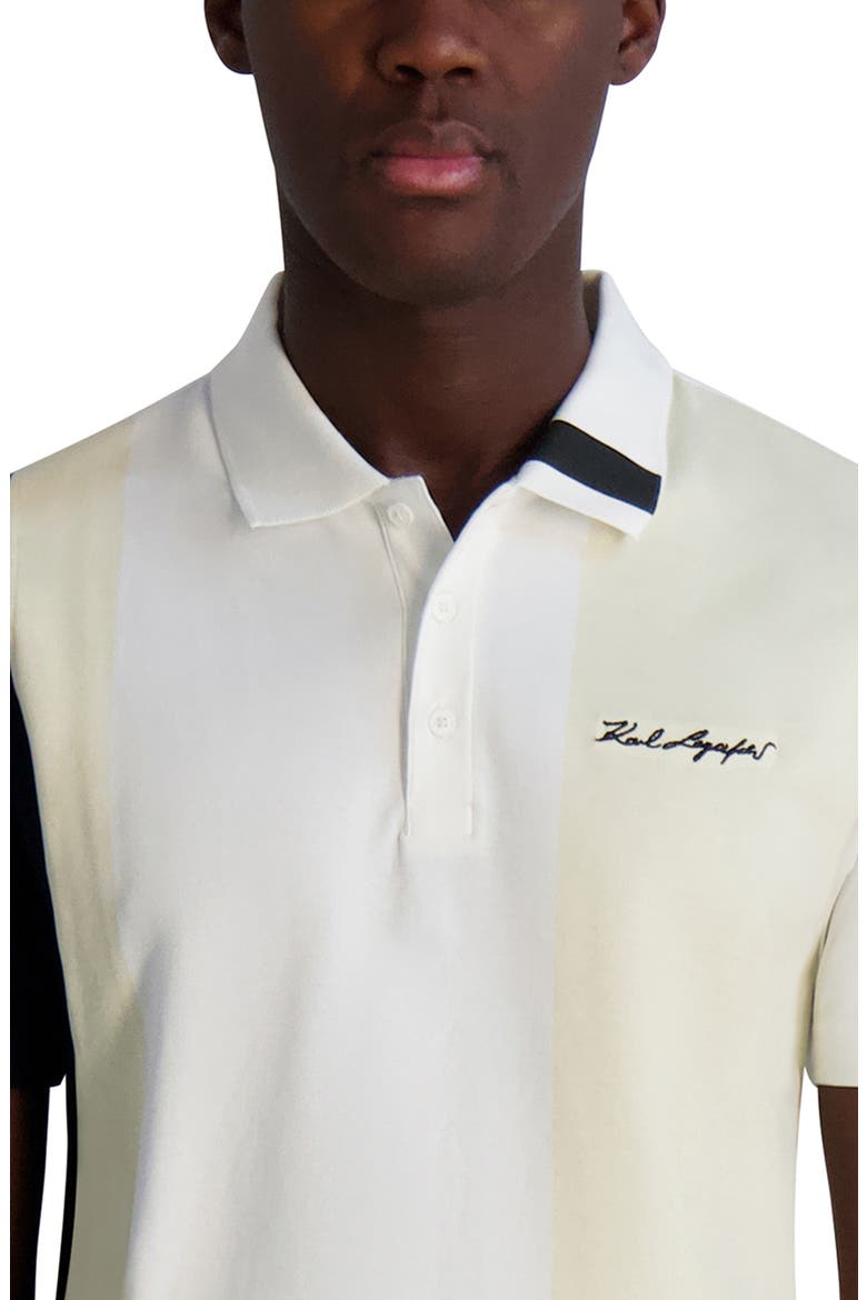 Colorblock Stretch Cotton Polo, Alternate, color, WHITE/ BLACK