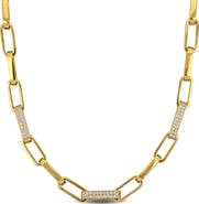 Julianna B. Cubic Zirconia Paperclip Link Necklace 14k
