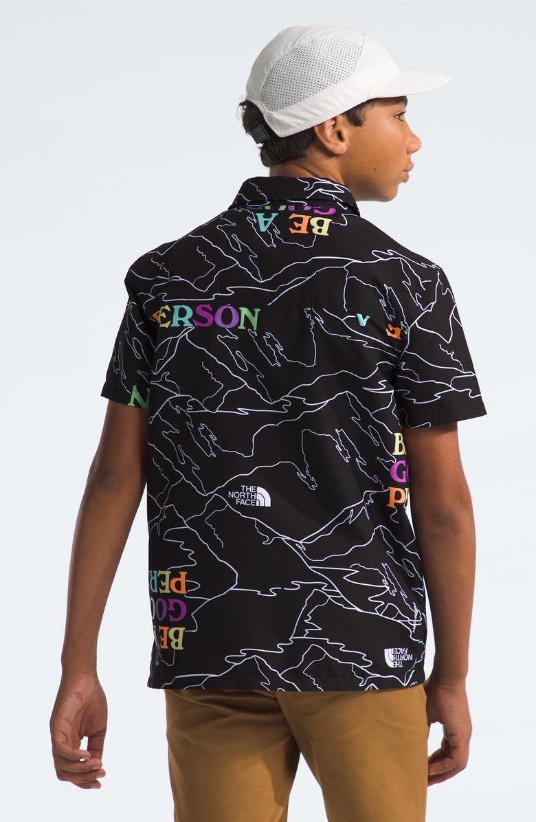 The North Face Kids' Amphibious Print Short Sleeve Button-Up Shirt, Alternate, color, 