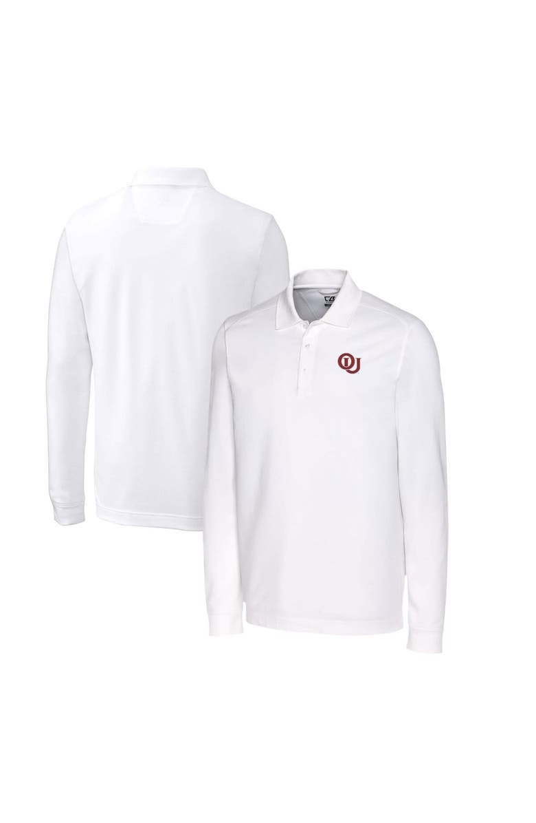 Cutter & Buck Men's Cutter & Buck White Oklahoma Sooners Big & Tall Tri-Blend Pique Long Sleeve DryTec Polo, Main, color,