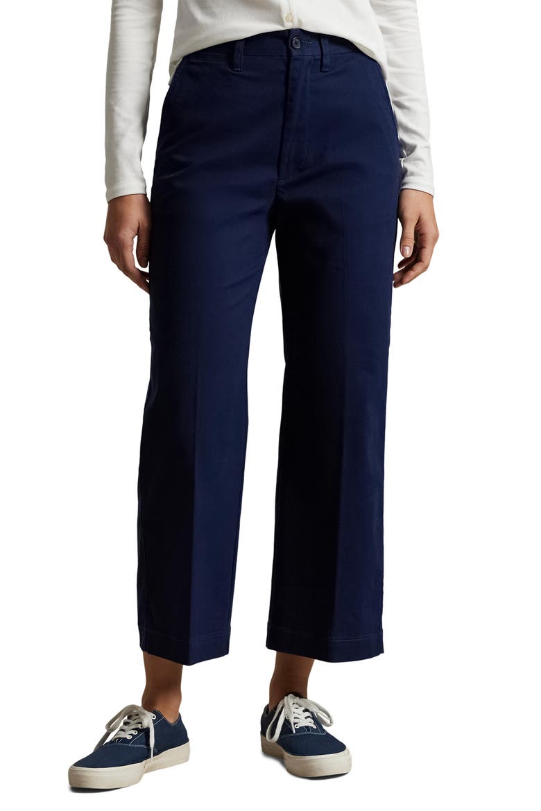 Cotton Wide Leg Ankle Chinos, Main, color, NEWPORT NAVY