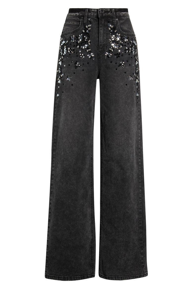 Embellished High Waist Wide Leg Jeans, Alternate, color, FRIESIAN WASH