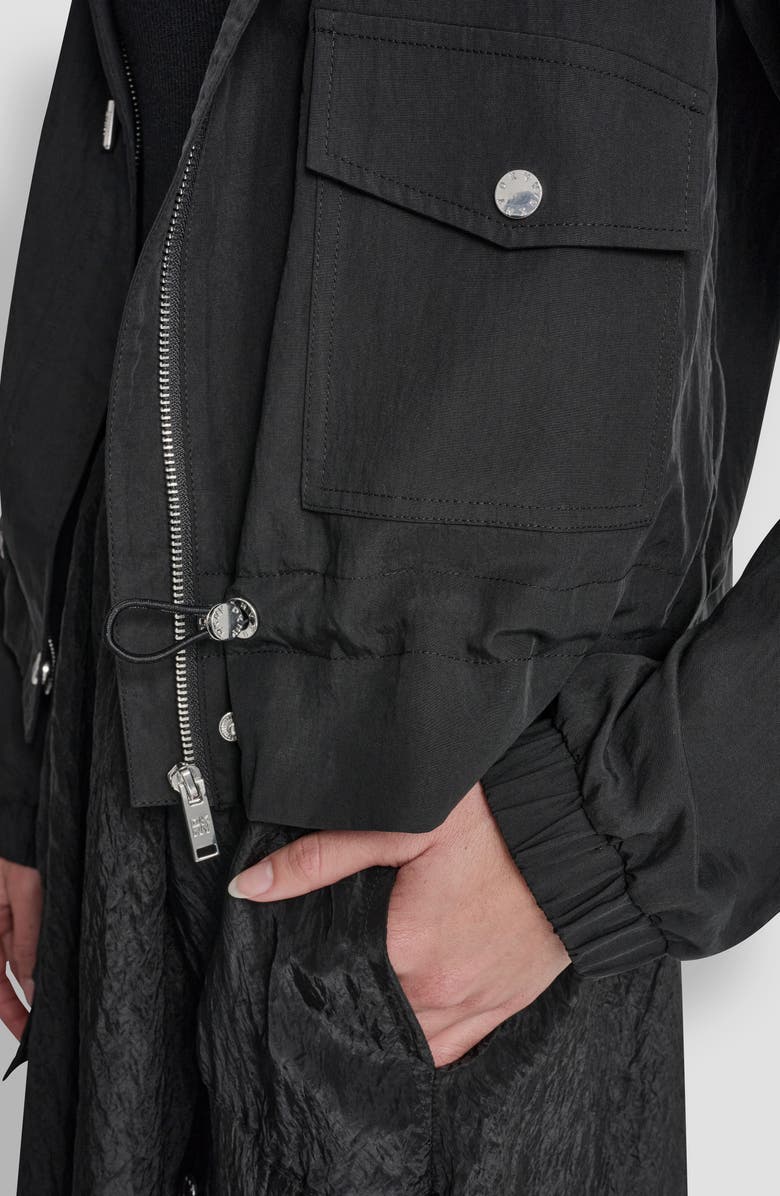 DKNY Studded Hooded Anorak, Alternate, color, Black