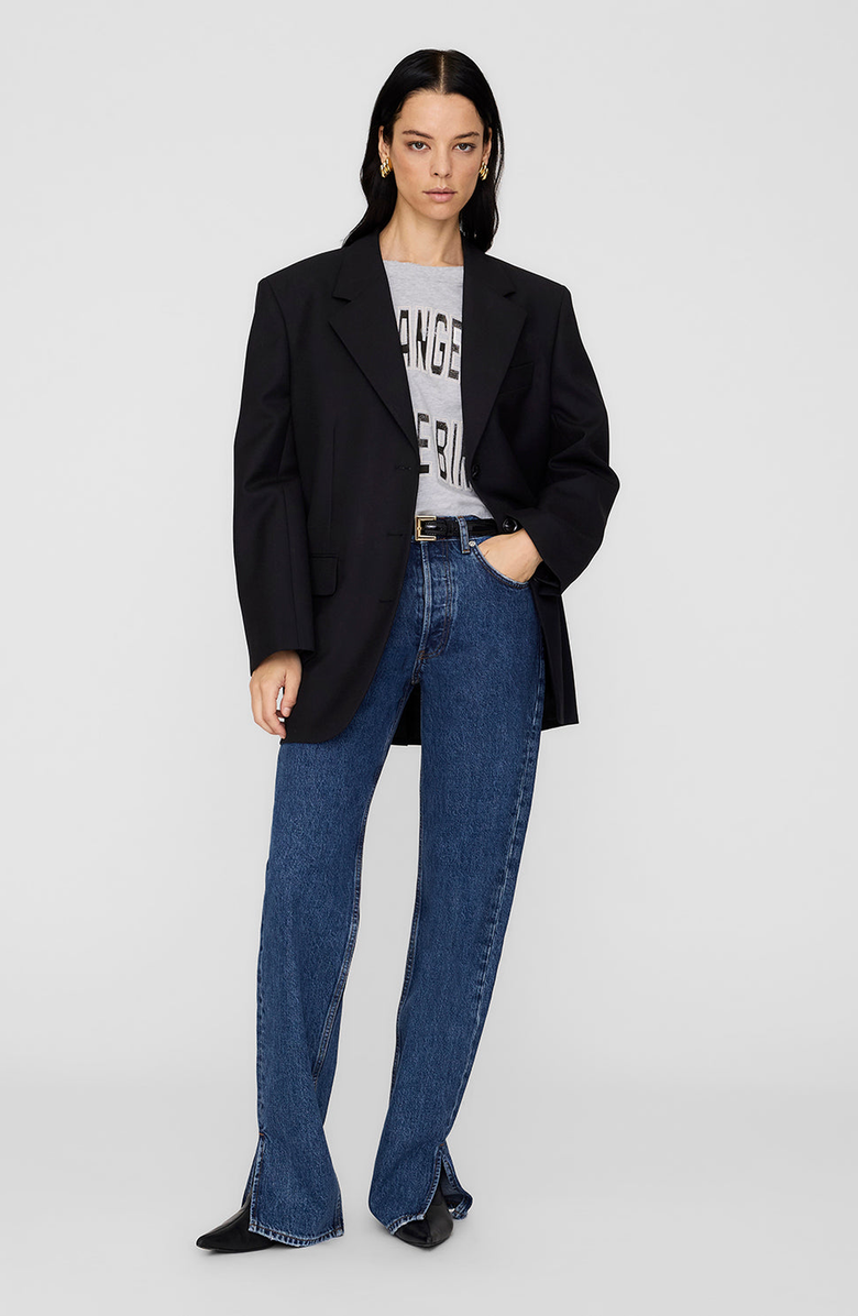 ANINE BING Johnny Cropped Tee, Alternate, color, Grey