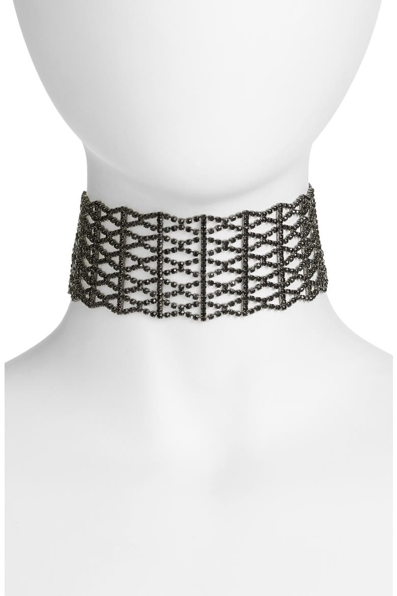 Crystal Lattice Choker, Main, color, JET / HEMATITE