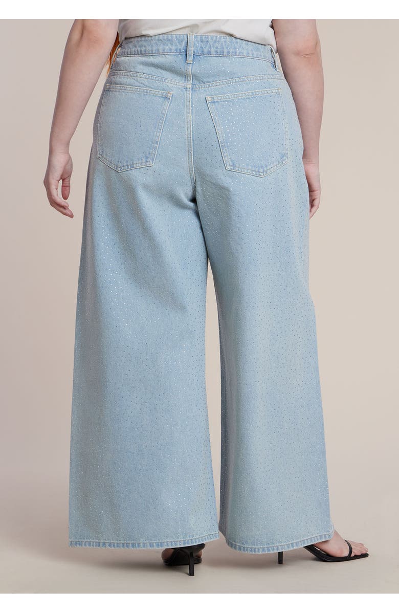ELOQUII Embellished Rhinestone Jeans, Alternate, color, Light Wash