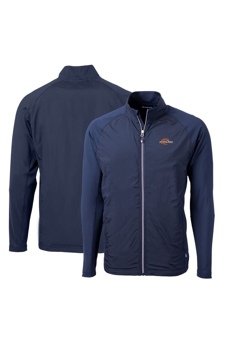 Cutter & Buck Men's Cutter & Buck Navy Pepperdine Waves Big & Tall Adapt Eco Knit Hybrid Recycled Full-Zip Jacket, Alternate, color, 