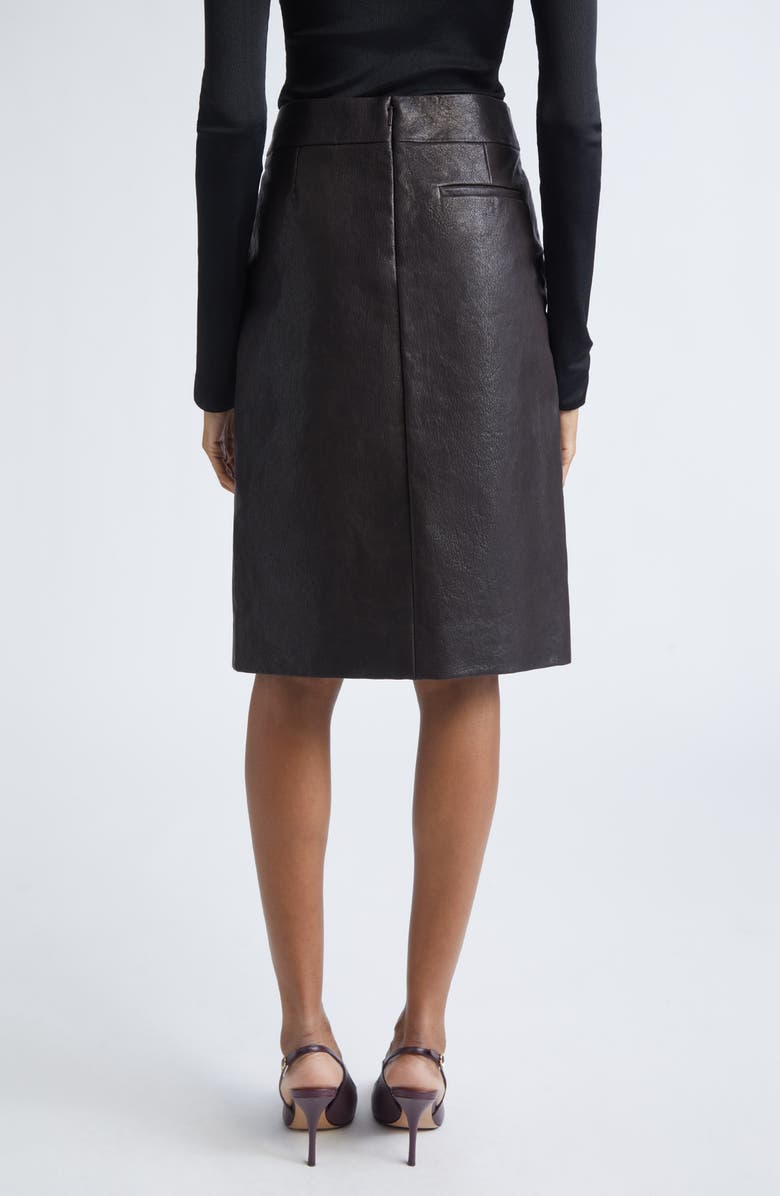 FERRAGAMO Leather Midi Skirt, Alternate, color, Expresso