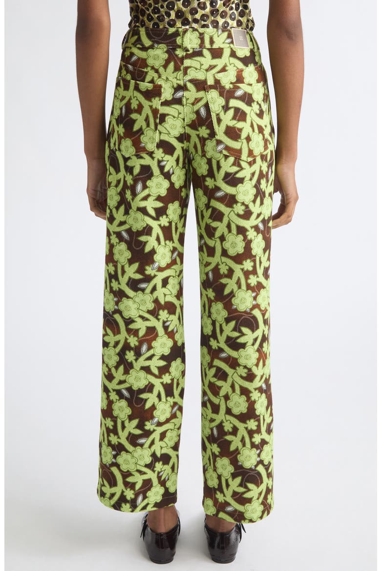Roux Floral Low Rise Straight Leg Cotton Twill Pants, Alternate, color, BROWN MULTI
