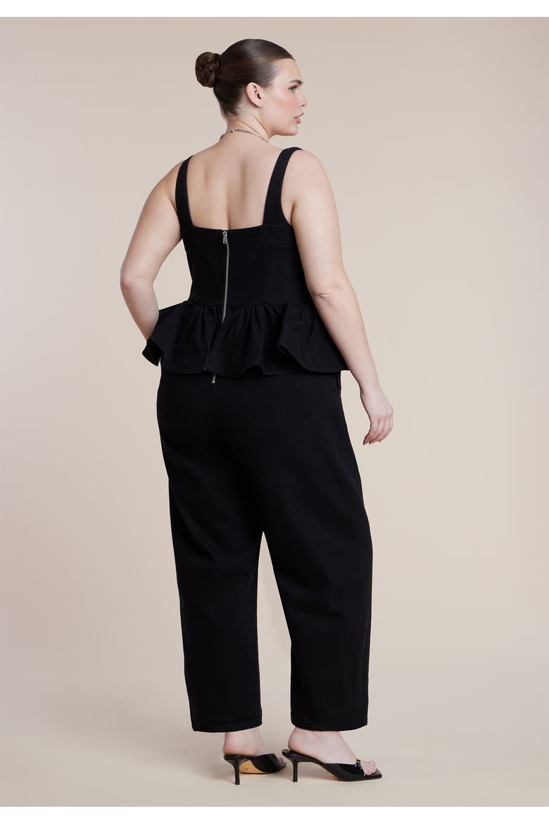 Peplum Barrel Leg Jumpsuit, Alternate, color, BLACK WASH