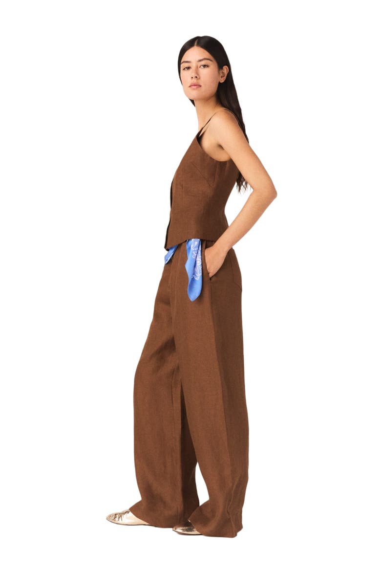 Linen blend top, Alternate, color, Brown