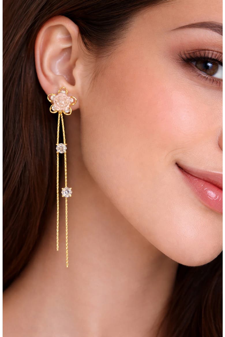 Floral Dangle Earrings, Alternate, color, GOLD