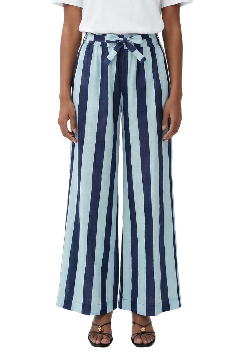 Stripe Drawstring Wide Leg Pants, Main, color, HERITAGE STRIPES MAXI BLUE