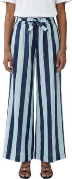 The Lulo Project Stripe Drawstring Wide Leg Pants