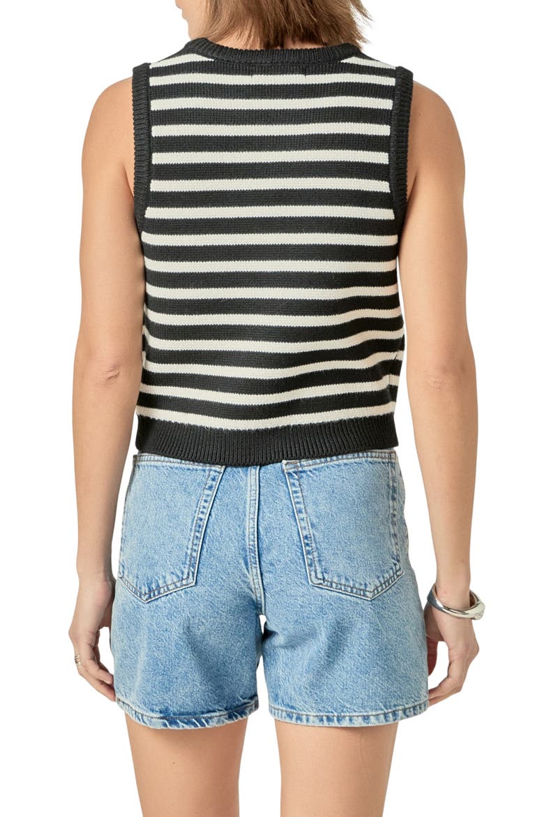 Stripe Sweater Vest, Alternate, color, BLACK/ IVORY