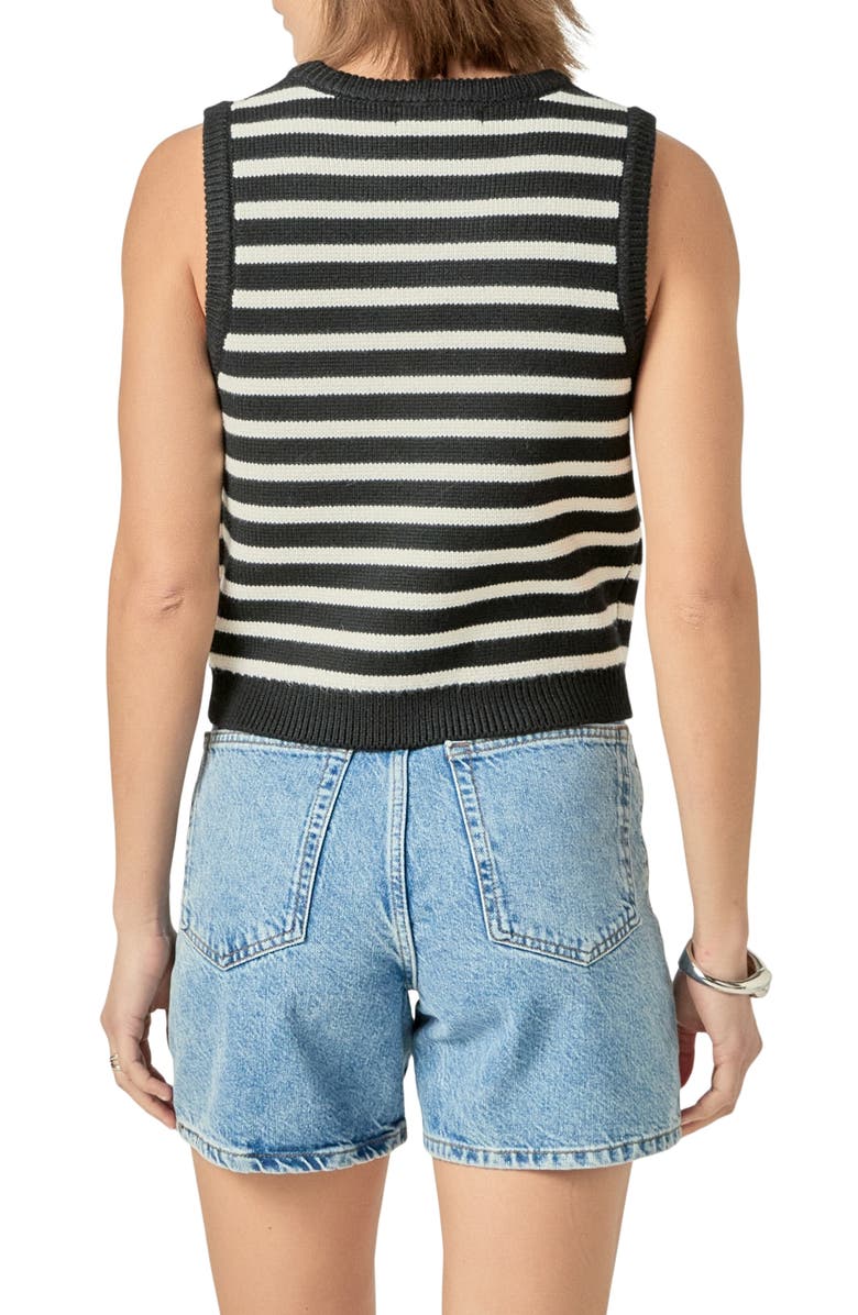 English Factory Stripe Sweater Vest, Alternate, color, Black/ Ivory