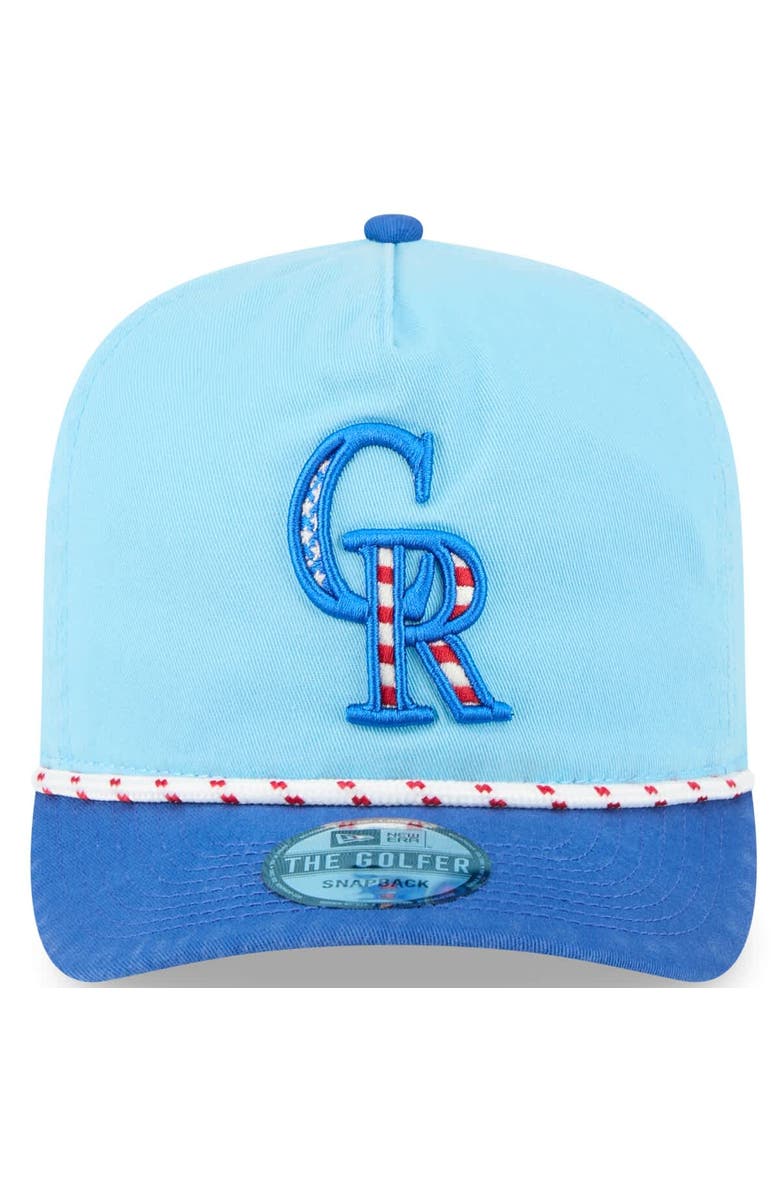 New Era Men's New Era Light Blue/Blue Colorado Rockies 2025 Fourth of July Golfer Snapback Hat, Alternate, color, Light Blue
