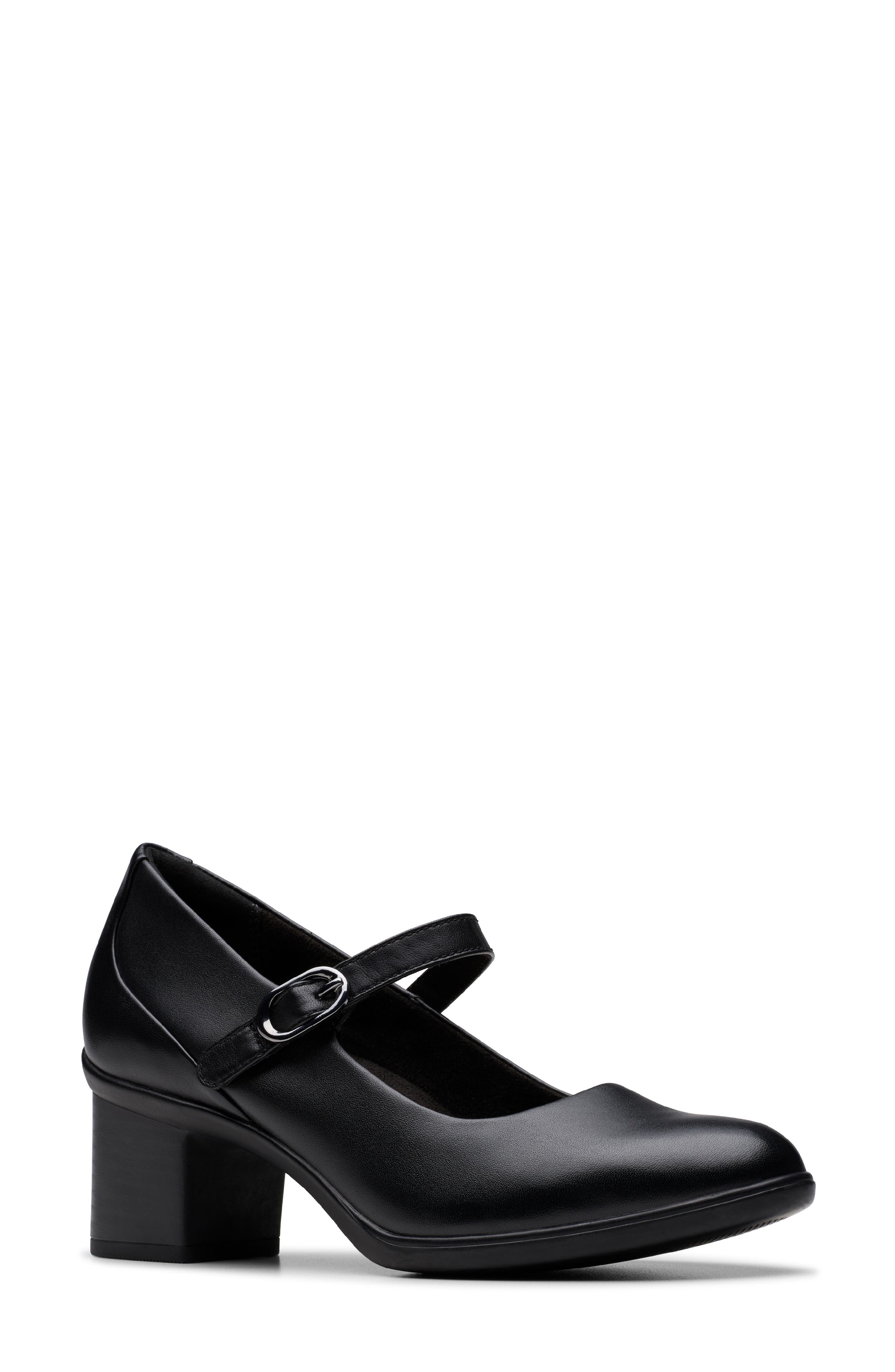 Clarks<sup>®</sup> Shaya Mary Jane Pump, Main, color, Black Leather