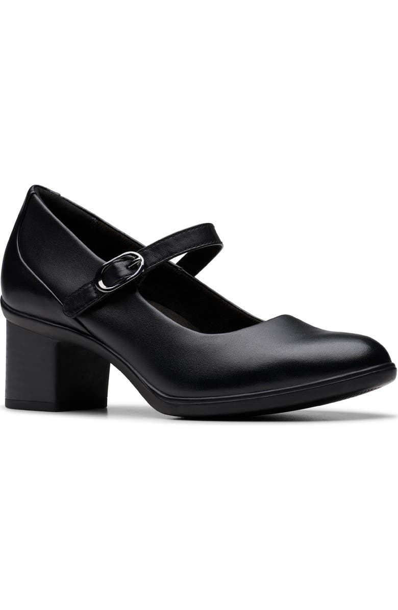 Clarks<sup>®</sup> Shaya Mary Jane Pump, Main, color, Black Leather