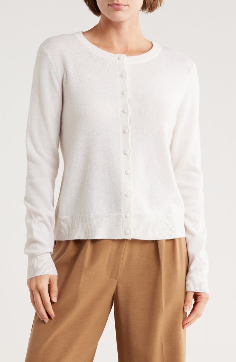Magaschoni Cashmere Button Front Cardigan, Main, color, Frost White