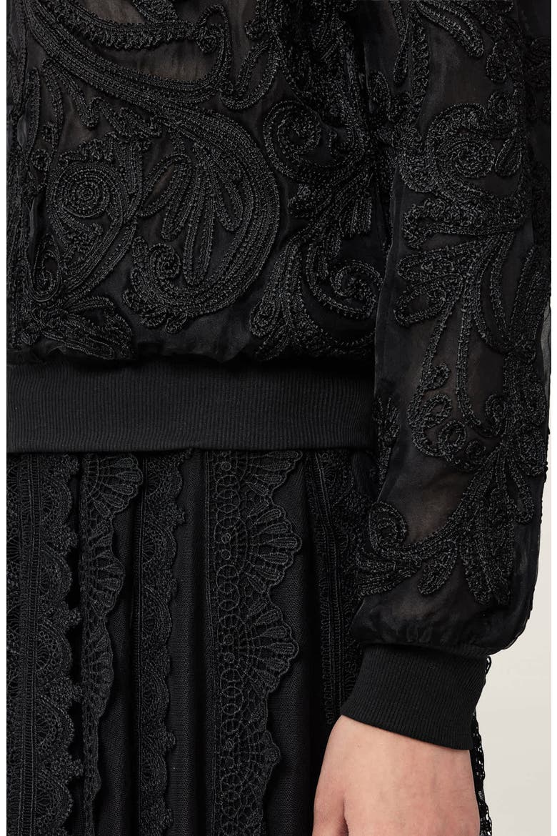 Jade Embroidered Bomber Jacket, Alternate, color, BLACK